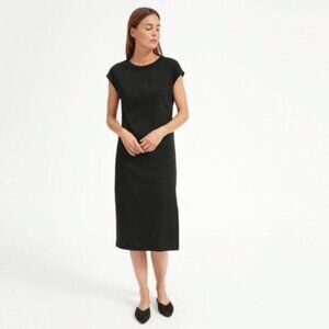 Everlane Black Luxe Cotton Side-Slit Tee Dress Small
